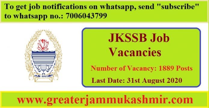 Govt Jammu & Kashmir Services Selection Board (JKSSB) Job Vacancies