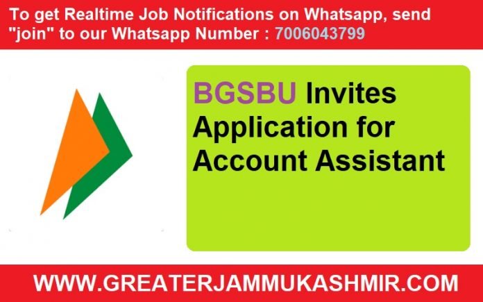 BGSBU Invites Application for Account Assistant