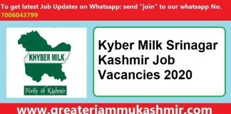 Kyber Milk Srinagar Kashmir Job Vacancies 2020