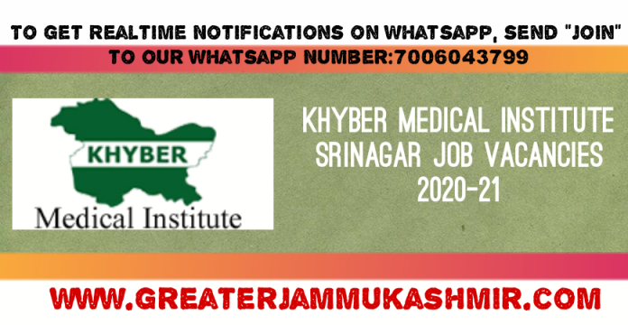 Khyber Medical Institute Srinagar Jobs Vacancies 2020