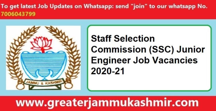 Staff Selection Commission (SSC) Junior Engineer Job Vacancies 2020-21