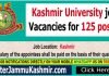 Kashmir University job Vacancies for 125 posts Salary of the appointees shall be paid on the basis of their qualification