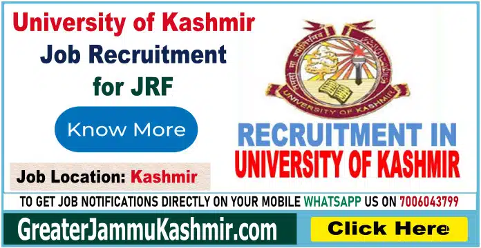 University of Kashmir Job Recruitment for JRF