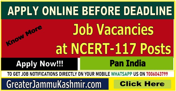 Job Vacancies at NCERT-117 Posts