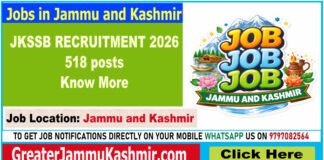 JKSSB RECRUITMENT 2026 - 518 posts- Know More